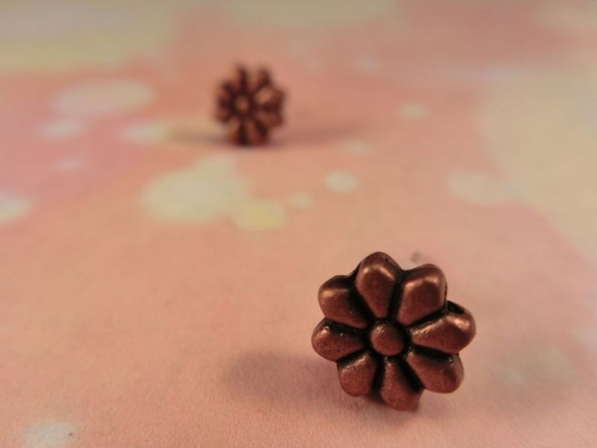 Kupferfarbene Blumen Ohrstecker Blümchen Flower
